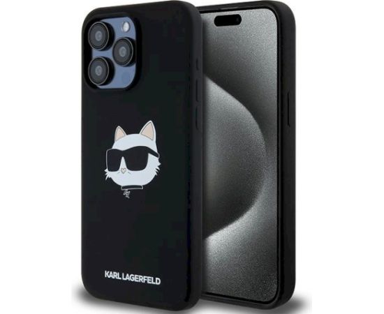 Karl Lagerfeld KLHMP15LSCHPPLK Hardcase Silicone Choupette Head MagSa Aizsargapvalks priekš iPhone 15 Pro 6.1" / melns Neoriģinālie Maciņi