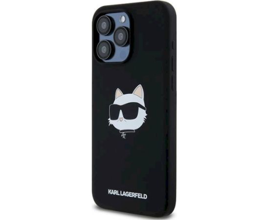 Karl Lagerfeld KLHMP15LSCHPPLK Hardcase Silicone Choupette Head MagSa Aizsargapvalks priekš iPhone 15 Pro 6.1" / melns Neoriģinālie Maciņi