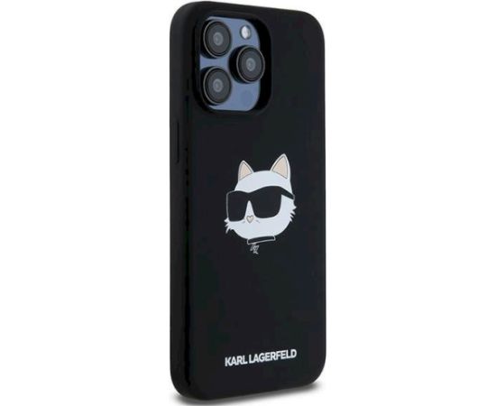 Karl Lagerfeld KLHMP15LSCHPPLK Hardcase Silicone Choupette Head MagSa Aizsargapvalks priekš iPhone 15 Pro 6.1" / melns Neoriģinālie Maciņi