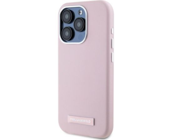 Karl Lagerfeld KLHMP15XPGMSRPP Hardcase FW Metal Plate MagSafe Aizsargapvalks priekš iPhone 15 Pro Max 6.7" / rozā Neoriģinālie Maciņi