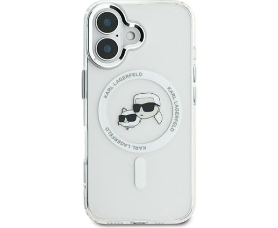 Karl Lagerfeld KLHMP16MHLSKCH Hardcase IML Metal Karl&Choupette Head Aizsargapvalks priekš iPhone 16 Plus 6.7" / balts Neoriģinālie Maciņi