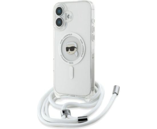 Karl Lagerfeld KLHMP16SHCKHNT Aizsargapvalks priekš iPhone 16 6.1" transparent Crossbody IML Karl Head Magsafe Neoriģinālie Maciņi