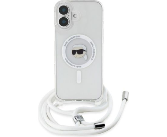 Karl Lagerfeld KLHMP16SHCKHNT Aizsargapvalks priekš iPhone 16 6.1" transparent Crossbody IML Karl Head Magsafe Neoriģinālie Maciņi