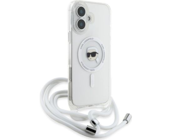 Karl Lagerfeld KLHMP16SHCKHNT Aizsargapvalks priekš iPhone 16 6.1" transparent Crossbody IML Karl Head Magsafe Neoriģinālie Maciņi