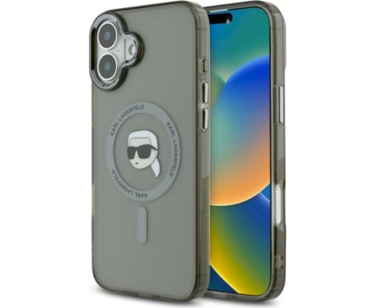 Karl Lagerfeld KLHMP16MHLSKIK Hardcase IML Metal Karl Head MagSafe Aizsargapvalks priekš iPhone 16 Plus 6.7" / melns Neoriģinālie Maciņi