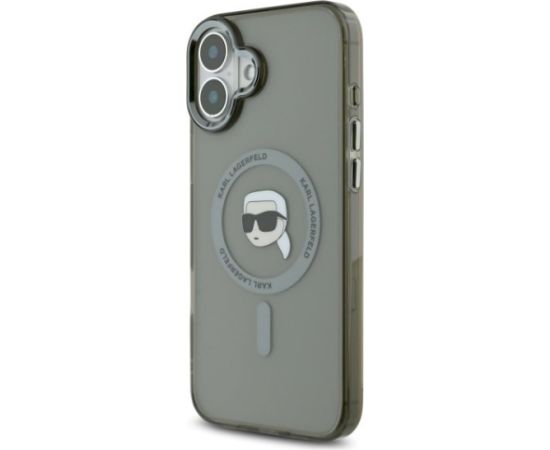 Karl Lagerfeld KLHMP16MHLSKIK Hardcase IML Metal Karl Head MagSafe Aizsargapvalks priekš iPhone 16 Plus 6.7" / melns Neoriģinālie Maciņi