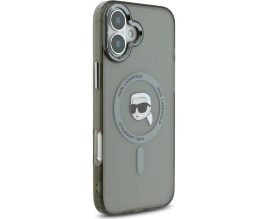 Karl Lagerfeld KLHMP16MHLSKIK Hardcase IML Metal Karl Head MagSafe Aizsargapvalks priekš iPhone 16 Plus 6.7" / melns Neoriģinālie Maciņi