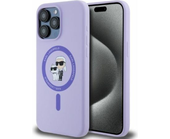 Karl Lagerfeld KLHMP15XSCMKCRHU Silicone Karl&Choupe Heads Aizsargapvalks priekš iPhone 15 Pro Max 6.7" / violets Neoriģinālie Maciņi