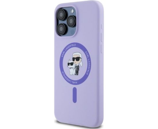 Karl Lagerfeld KLHMP15XSCMKCRHU Silicone Karl&Choupe Heads Aizsargapvalks priekš iPhone 15 Pro Max 6.7" / violets Neoriģinālie Maciņi
