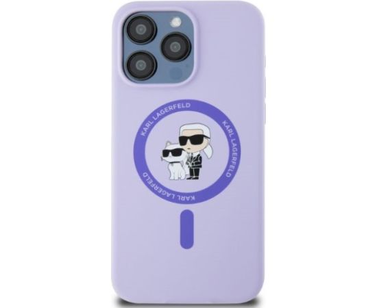 Karl Lagerfeld KLHMP15XSCMKCRHU Silicone Karl&Choupe Heads Aizsargapvalks priekš iPhone 15 Pro Max 6.7" / violets Neoriģinālie Maciņi