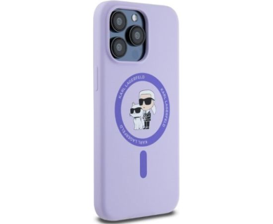 Karl Lagerfeld KLHMP15XSCMKCRHU Silicone Karl&Choupe Heads Aizsargapvalks priekš iPhone 15 Pro Max 6.7" / violets Neoriģinālie Maciņi