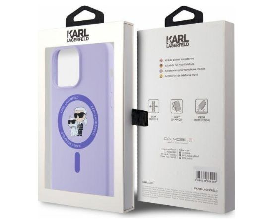Karl Lagerfeld KLHMP15XSCMKCRHU Silicone Karl&Choupe Heads Aizsargapvalks priekš iPhone 15 Pro Max 6.7" / violets Neoriģinālie Maciņi