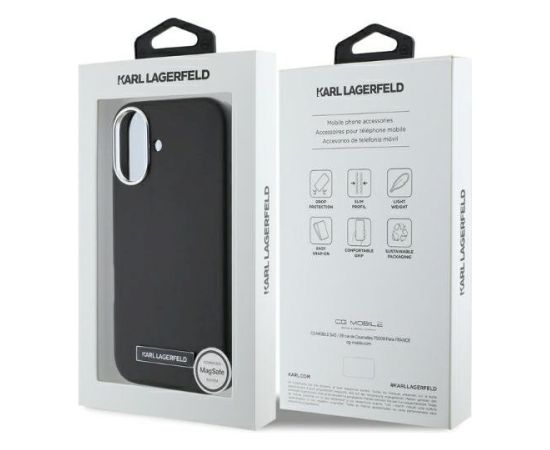 Karl Lagerfeld KLHMP16SPGMSRPK Hardcase FW Metal Plate MagSafe Aizsargapvalks priekš iPhone 16 6.1" / melns Neoriģinālie Maciņi