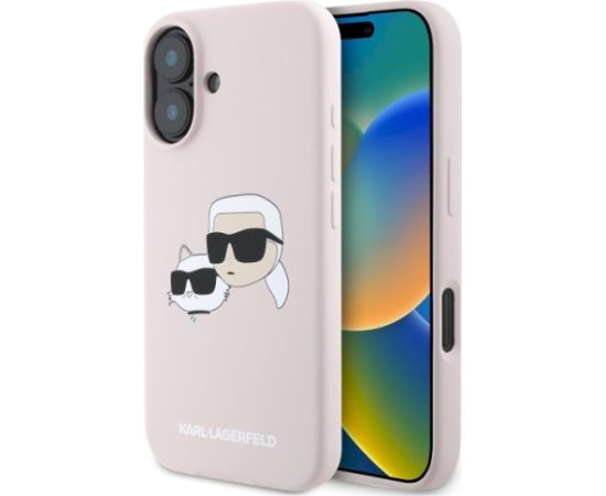Karl Lagerfeld KLHMP16SSKCHPPLP Hardcase Silicone Double Heads Print MagSa Aizsargapvalks priekš iPhone 16 6.1" / rozā Neoriģinālie Maciņi