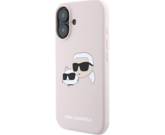 Karl Lagerfeld KLHMP16SSKCHPPLP Hardcase Silicone Double Heads Print MagSa Aizsargapvalks priekš iPhone 16 6.1" / rozā Neoriģinālie Maciņi