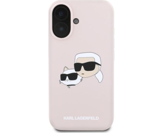 Karl Lagerfeld KLHMP16SSKCHPPLP Hardcase Silicone Double Heads Print MagSa Aizsargapvalks priekš iPhone 16 6.1" / rozā Neoriģinālie Maciņi