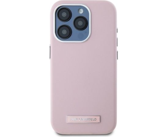 Karl Lagerfeld KLHMP15LPGMSRPP Hardcase FW Metal Plate MagSafe Aizsargapvalks priekš iPhone 15 Pro 6.1" / rozā Neoriģinālie Maciņi