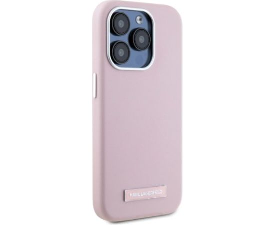 Karl Lagerfeld KLHMP15LPGMSRPP Hardcase FW Metal Plate MagSafe Aizsargapvalks priekš iPhone 15 Pro 6.1" / rozā Neoriģinālie Maciņi