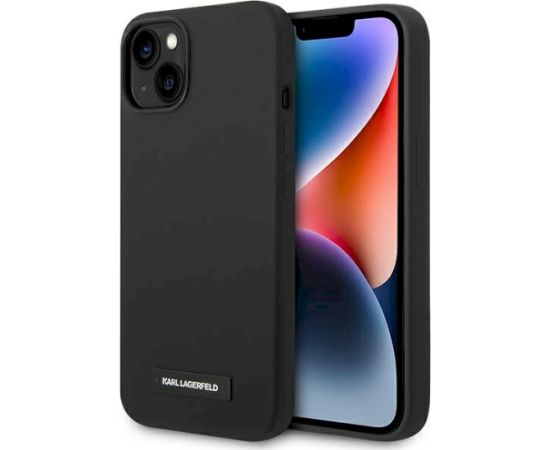 Karl Lagerfeld KLHMP14MSLMP1K hardcase Silicone Plaque Mag Aizsargapvalks priekš iPhone 14 Plus / 15 Plus 6,7" / melns Neoriģinālie Maciņi