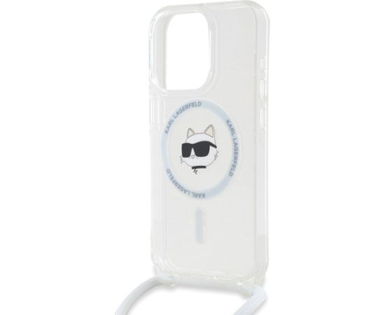 Karl Lagerfeld KLHMP15LHCCHNT Aizsargapvalks priekš iPhone 15 Pro 6.1" transparent IML Choupette Head & Cord Magsa Neoriģinālie Maciņi