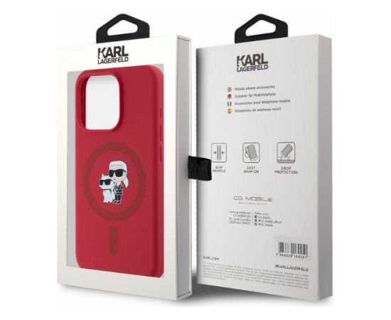 Karl Lagerfeld KLHMP15LSCMKCRHR Hardcase Silicone Karl&Choupette Heads Ring Aizsargapvalks priekš iPhone 15 Pro 6.1" / sarkans Neoriģinālie Maciņi