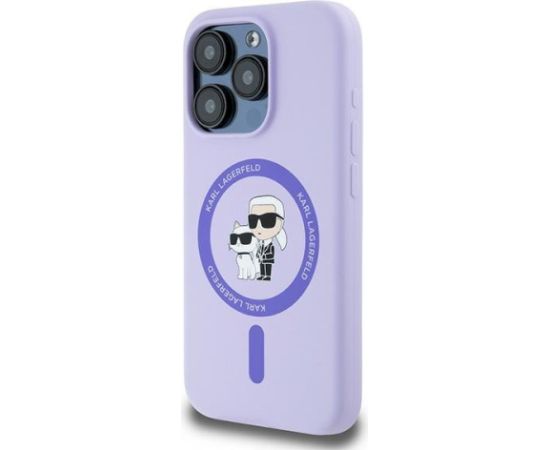 Karl Lagerfeld KLHMP15LSCMKCRHU Silicone Karl&Choupette Heads Aizsargapvalks priekš iPhone 15 Pro 6.1" / violets Neoriģinālie Maciņi