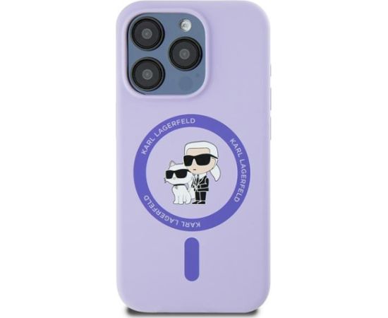 Karl Lagerfeld KLHMP15LSCMKCRHU Silicone Karl&Choupette Heads Aizsargapvalks priekš iPhone 15 Pro 6.1" / violets Neoriģinālie Maciņi