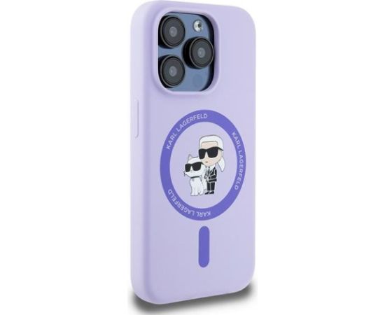 Karl Lagerfeld KLHMP15LSCMKCRHU Silicone Karl&Choupette Heads Aizsargapvalks priekš iPhone 15 Pro 6.1" / violets Neoriģinālie Maciņi