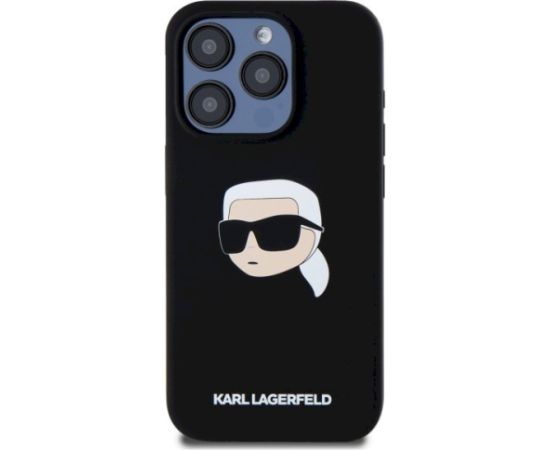 Karl Lagerfeld KLHMP15LSKHPPLK Silicone Karl Head Print Magsafe Aizsargapvalks priekš iPhone 15 Pro 6.1" / melns Neoriģinālie Maciņi