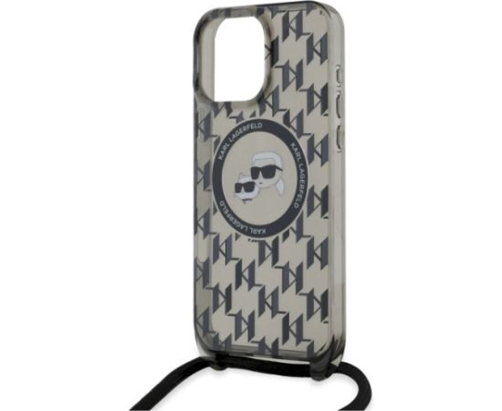Karl Lagerfeld KLHMP16LHCKCKLCK Aizsargapvalks priekš iPhone 16 Pro 6.3" Hardcase IML Crossbody Monogram Karl & Chou / melns Neoriģinālie Maciņi