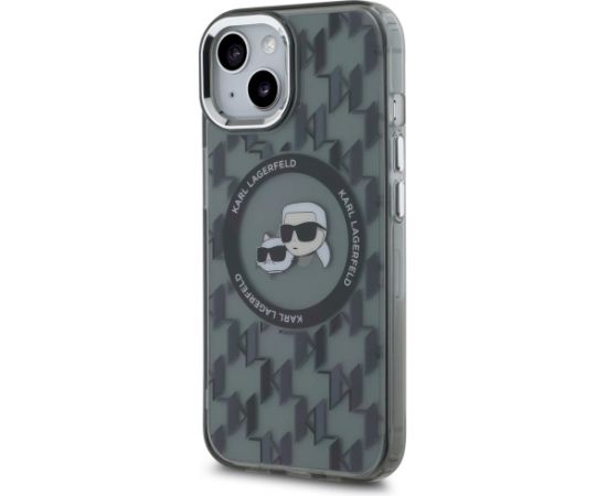Karl Lagerfeld KLHMP15MHMCKMHK IML Monogram Karl&Choupette Head MagS Aizsargapvalks priekš iPhone 15 Plus 6.7" / melns Neoriģinālie Maciņi
