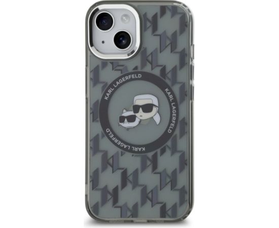 Karl Lagerfeld KLHMP15MHMCKMHK IML Monogram Karl&Choupette Head MagS Aizsargapvalks priekš iPhone 15 Plus 6.7" / melns Neoriģinālie Maciņi
