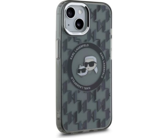 Karl Lagerfeld KLHMP15MHMCKMHK IML Monogram Karl&Choupette Head MagS Aizsargapvalks priekš iPhone 15 Plus 6.7" / melns Neoriģinālie Maciņi