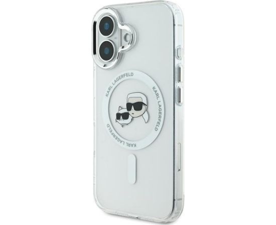 Karl Lagerfeld KLHMP16SHLSKCH Hardcase IML Metal Karl&Choupette Head MagSa Aizsargapvalks priekš iPhone 16 6.1" / balts Neoriģinālie Maciņi