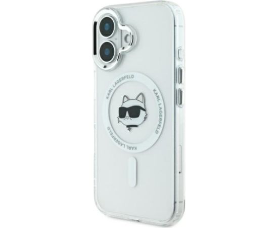 Karl Lagerfeld KLHMP16SHLSCHH Aizsargapvalks priekš iPhone 16 6.1" IML Metal Choupette Head MagSafe / balts Neoriģinālie Maciņi