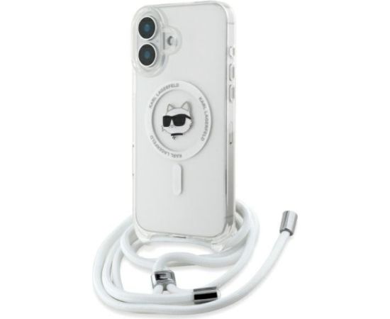 Karl Lagerfeld KLHMP16SHCCHNT Aizsargapvalks priekš iPhone 16 6.1" hardcase transparent IML Choupette Head & Cord Magsafe Neoriģinālie Maciņi