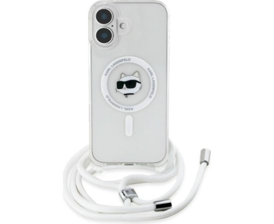 Karl Lagerfeld KLHMP16SHCCHNT Aizsargapvalks priekš iPhone 16 6.1" hardcase transparent IML Choupette Head & Cord Magsafe Neoriģinālie Maciņi
