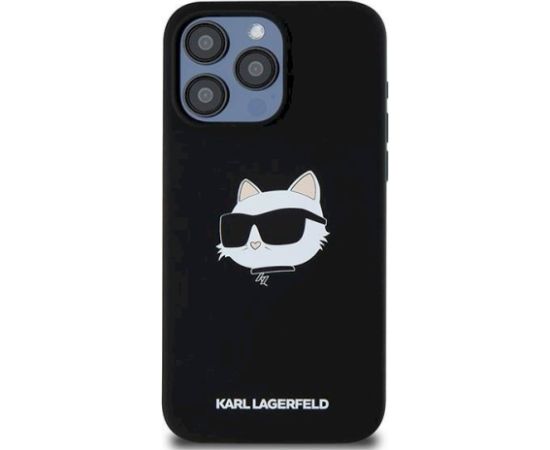 Karl Lagerfeld KLHMP15XSCHPPLK Hardcase Silicone Choupette Head M Aizsargapvalks priekš iPhone 15 Pro Max 6.7" / melns Neoriģinālie Maciņi
