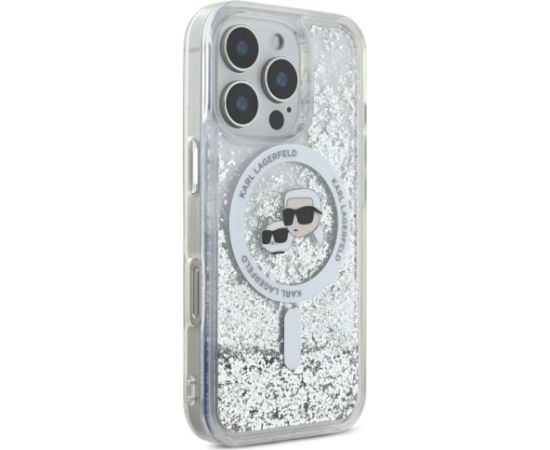Karl Lagerfeld KLHMP16LLGKCSGH Liquid Glitter Karl&Choupette Aizsargapvalks priekš iPhone 16 Pro 6.3" / caurspīdīgs Neoriģinālie Maciņi