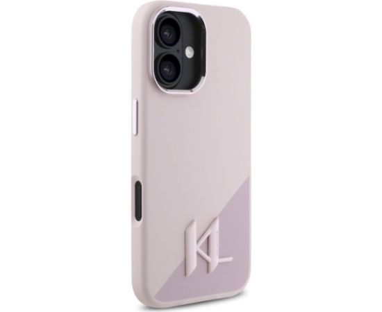 Karl Lagerfeld KLHMP16SSCMKMPCP Silicone Shadow Metal Initial Aizsargapvalks priekš iPhone 16 6.1" / rozā Neoriģinālie Maciņi