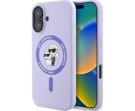Karl Lagerfeld KLHMP16MSCMKCRHU Silicone Karl&Choupette Aizsargapvalks priekš iPhone 16 Plus 6.7" / violets Neoriģinālie Maciņi