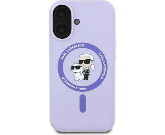 Karl Lagerfeld KLHMP16MSCMKCRHU Silicone Karl&Choupette Aizsargapvalks priekš iPhone 16 Plus 6.7" / violets Neoriģinālie Maciņi