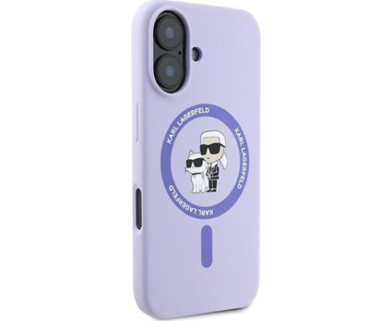 Karl Lagerfeld KLHMP16MSCMKCRHU Silicone Karl&Choupette Aizsargapvalks priekš iPhone 16 Plus 6.7" / violets Neoriģinālie Maciņi