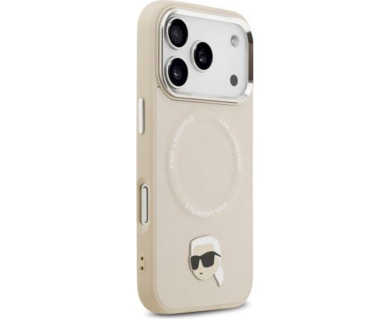 Karl Lagerfeld Karl Pin MagSafe Case Aizsargapvalks priekš iPhone 17 Pro / bēšs Neoriģinālie Maciņi