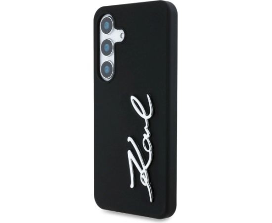 Case Karl Lagerfeld Silicone Metal Signature Logo Aizsargapvalks priekš Samsung Galaxy S25 / melns Neoriģinālie Maciņi