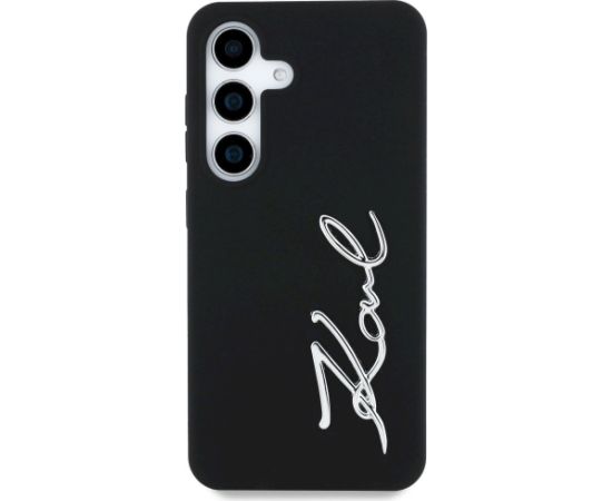 Case Karl Lagerfeld Silicone Metal Signature Logo Aizsargapvalks priekš Samsung Galaxy S25 / melns Neoriģinālie Maciņi