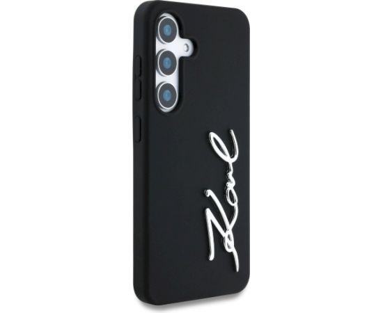 Case Karl Lagerfeld Silicone Metal Signature Logo Aizsargapvalks priekš Samsung Galaxy S25 / melns Neoriģinālie Maciņi