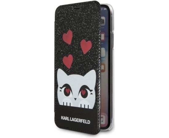 Karl Lagerfeld KLFLBKPXVDCBK Aizsargapvalks priekš iPhone X / melns Neoriģinālie Maciņi