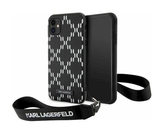 Karl Lagerfeld KLHCN61SAKLMBSK Aizsargapvalks priekš iPhone 11/Xr 6.1" Monogram Losange Saffiano / melns Neoriģinālie Maciņi