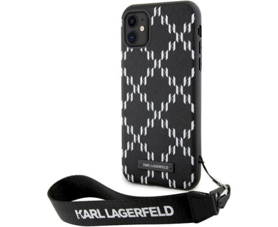 Karl Lagerfeld KLHCN61SAKLMBSK Aizsargapvalks priekš iPhone 11/Xr 6.1" Monogram Losange Saffiano / melns Neoriģinālie Maciņi